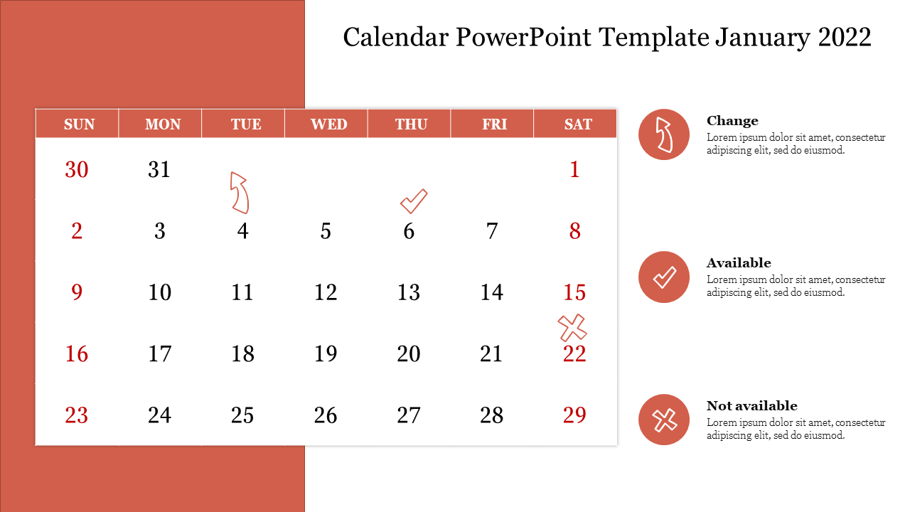 Calendar PowerPoint Template January 2022